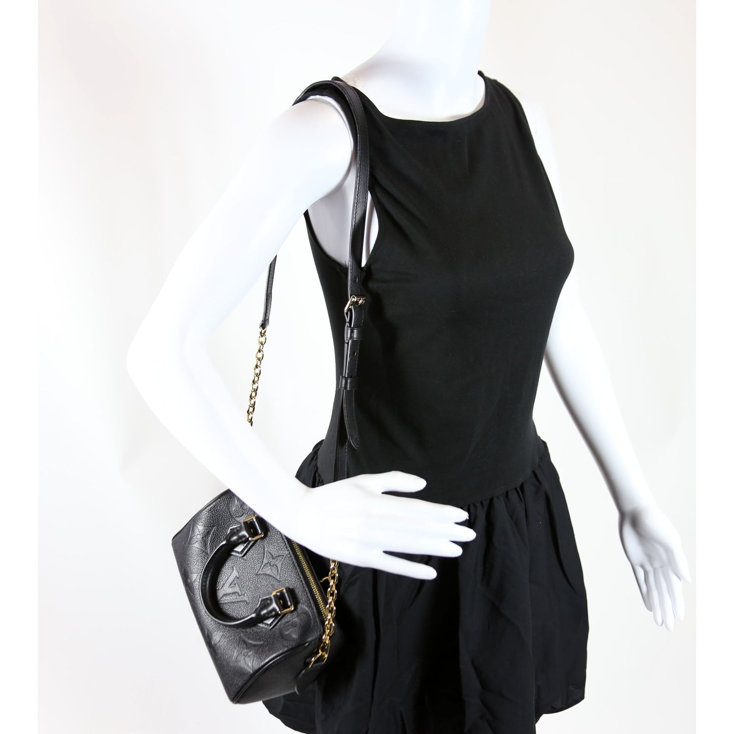 Louis-Vuitton Speedy W/Strap Empreinte NM Black