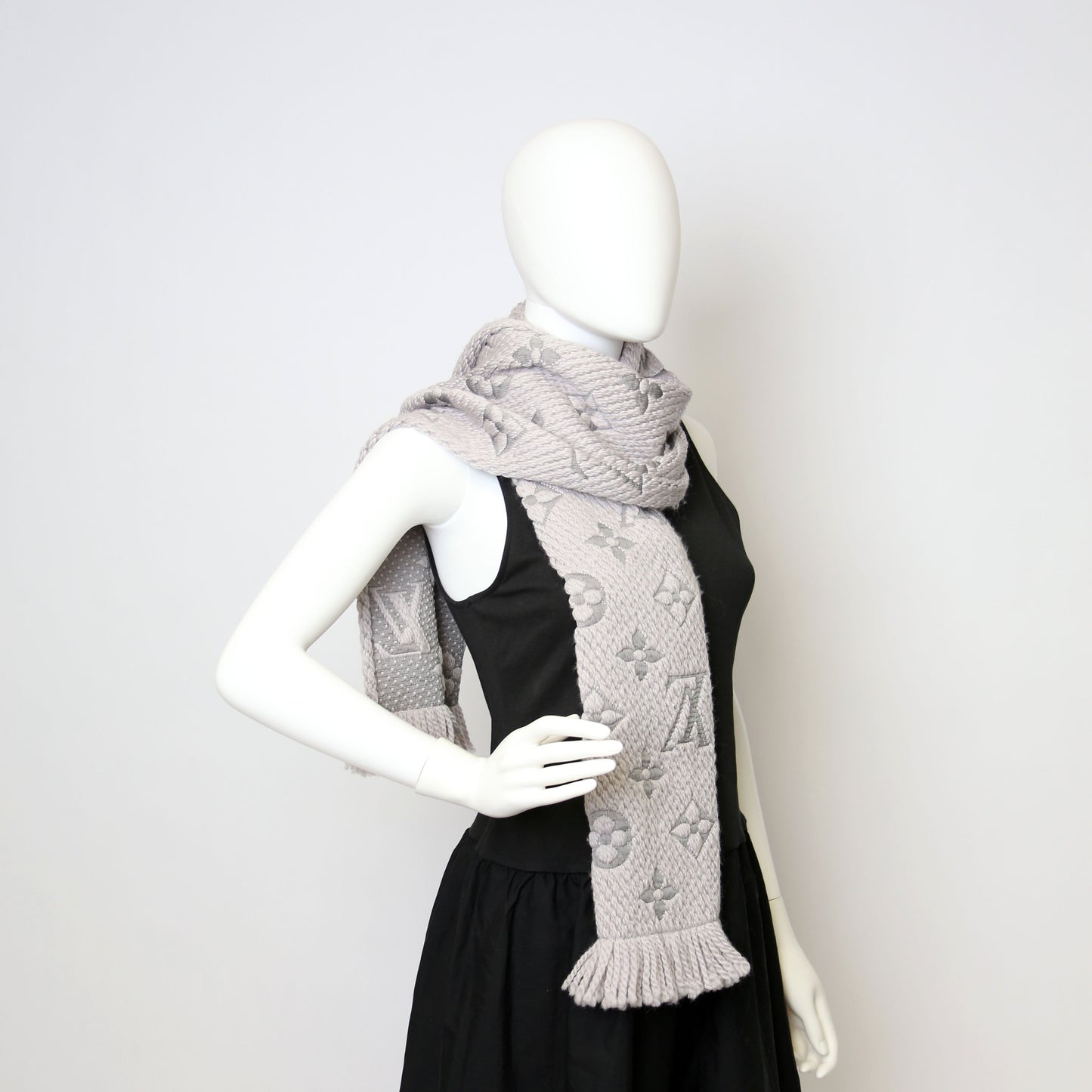 Louis-Vuitton Logomania Wool/Silk Scarf Purple