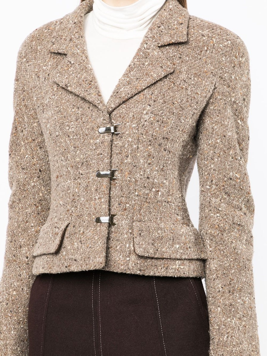 Single-Breasted Brown Tweed Jacket