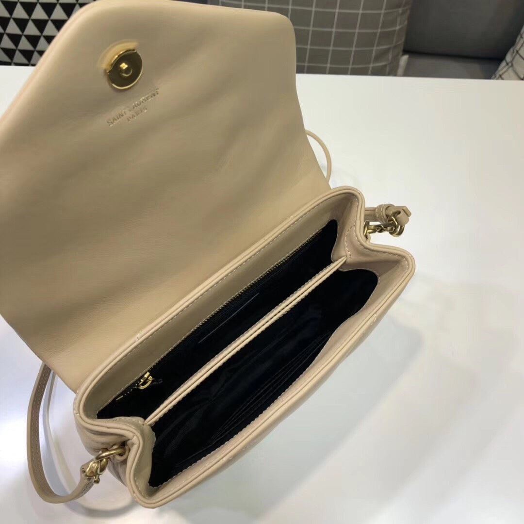 Yves Saint Laurent Loulou Mini Shoulder Bag Beige 7in/18cm