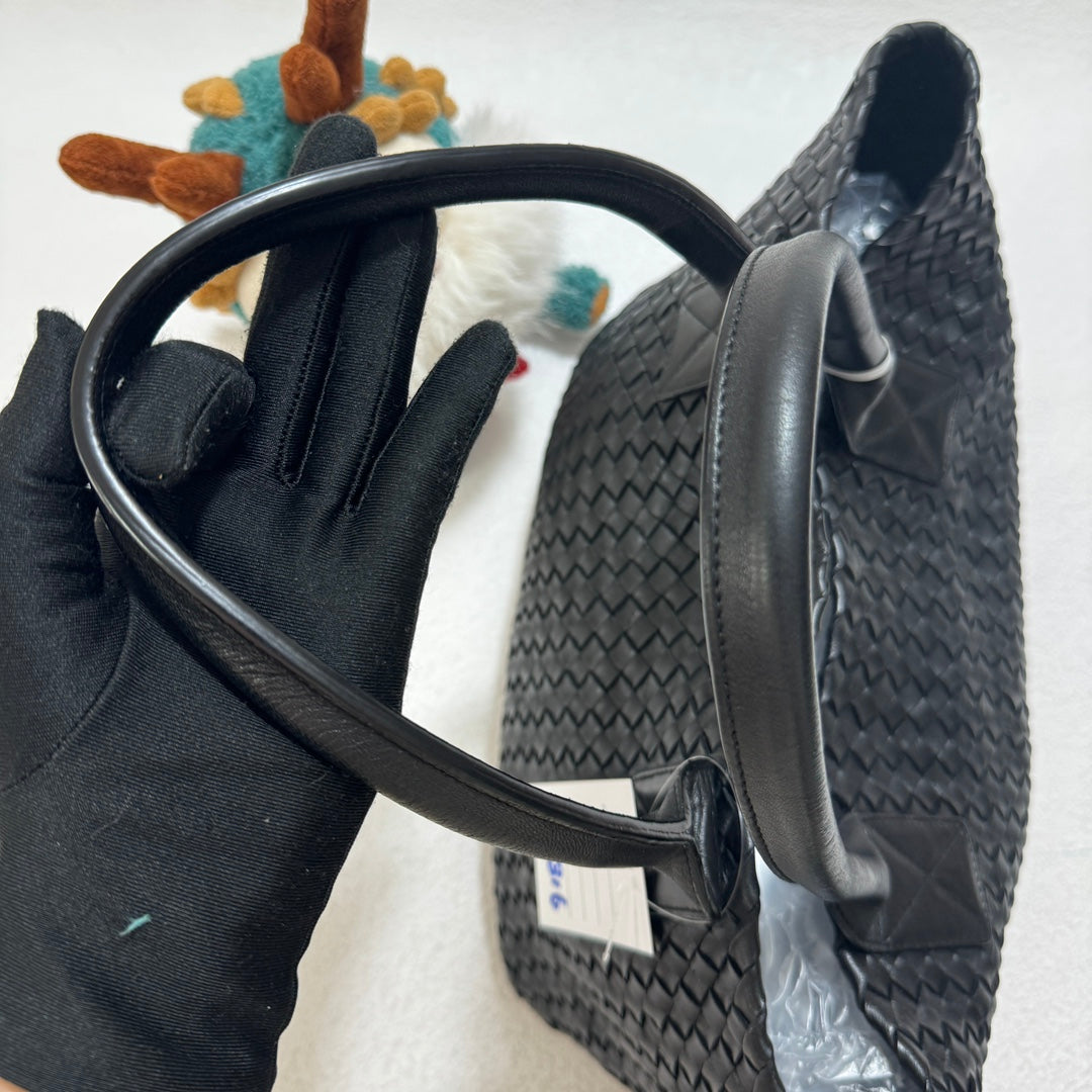 Bottega Veneta Cabat Small Intreccio Leather Tote Bag Black