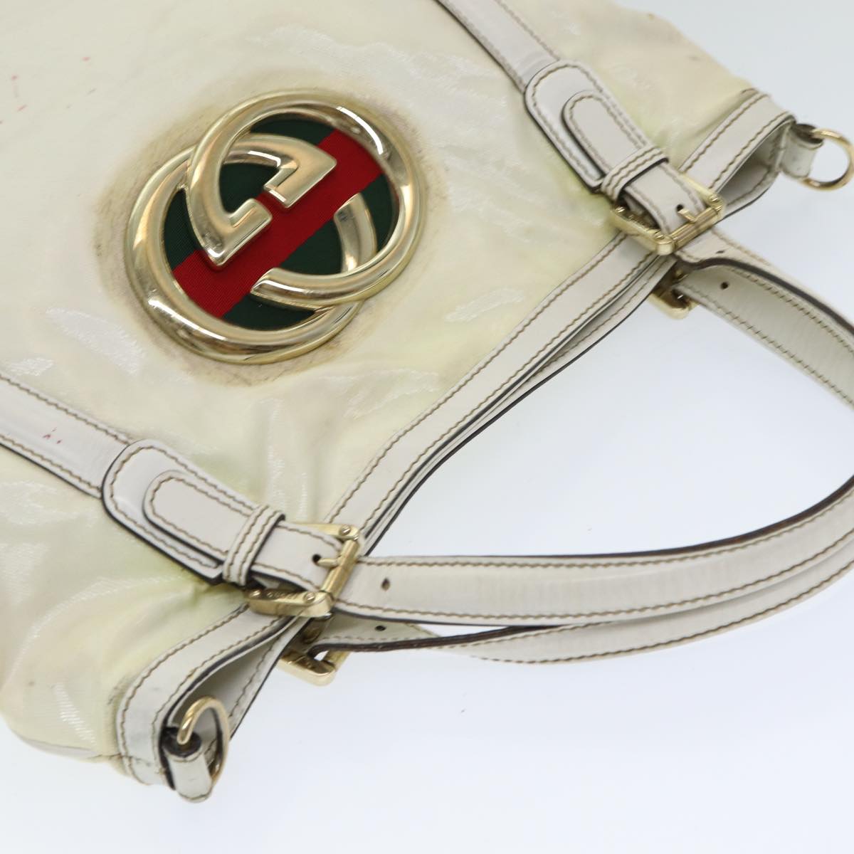 Gucci Ophidia White Canvas Handbag
