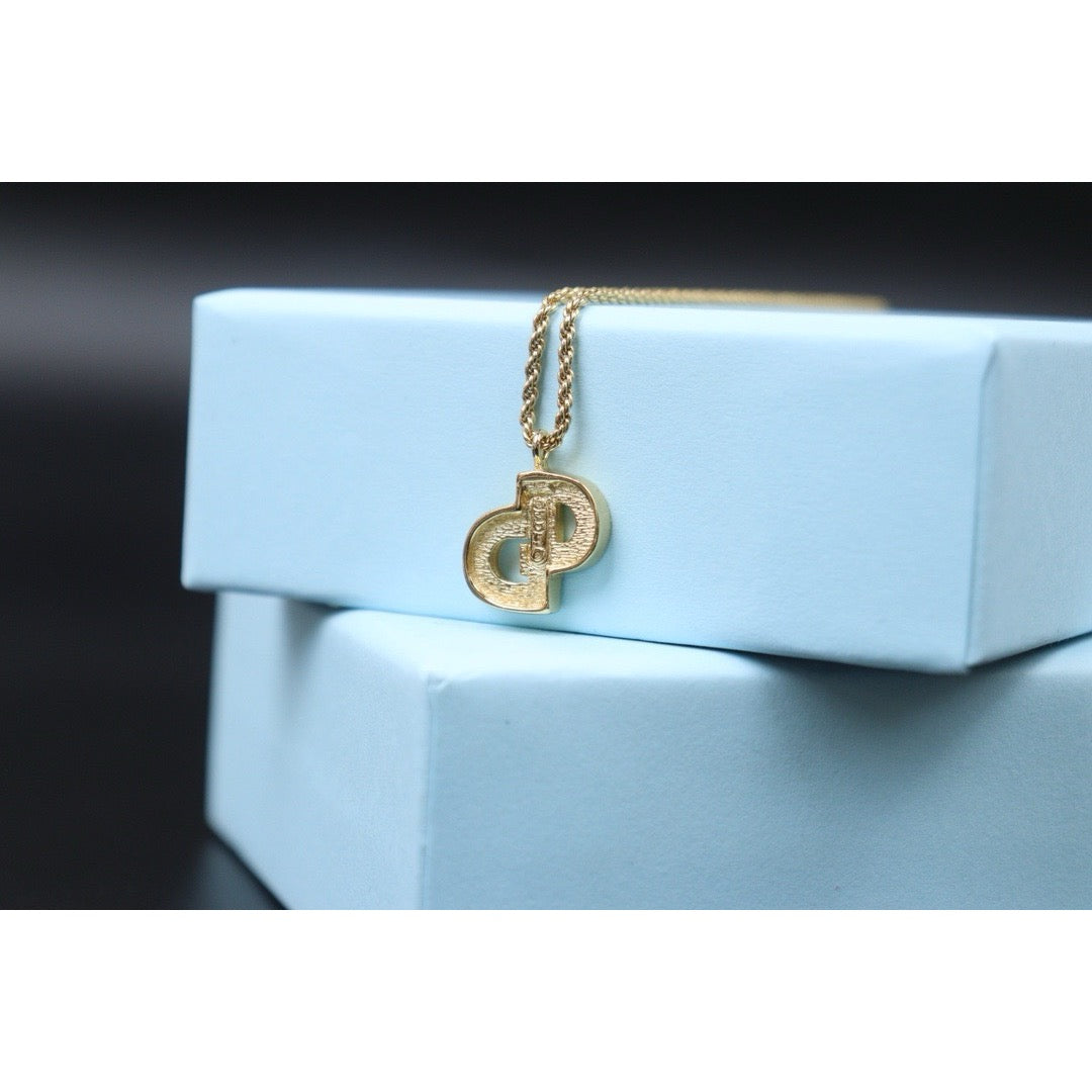 Rank A | Dior CD Rhinestone Necklace Earring Set |24051612