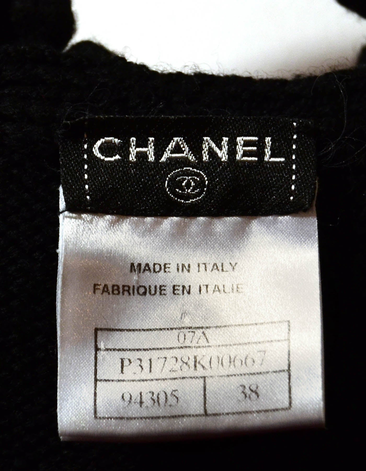 Chanel Black Knit Sleeveless Top w/Chunky Crochet Trim FR38