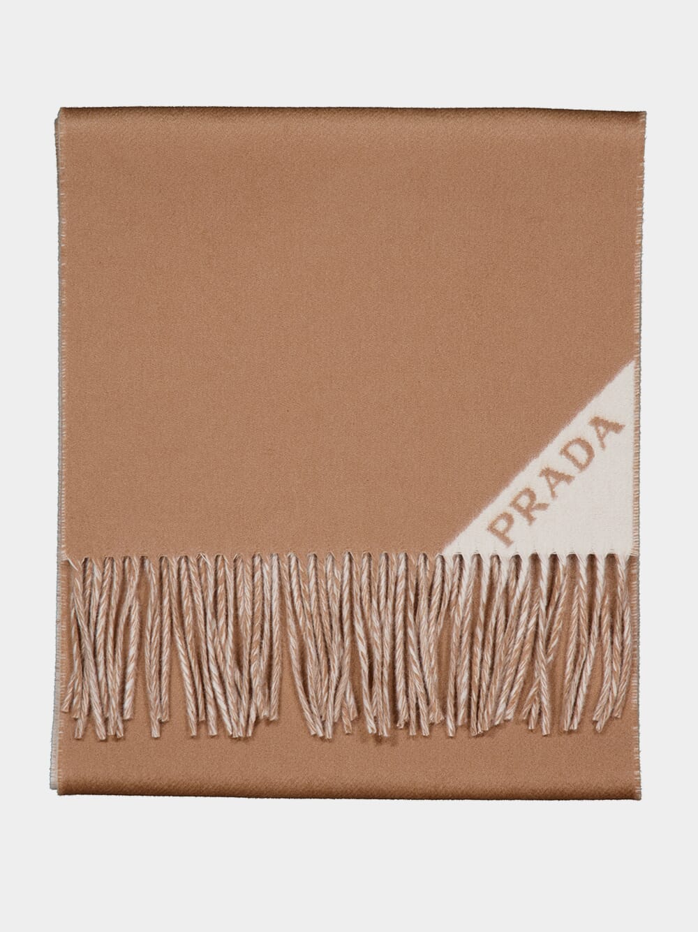 Camel and Talc Double Cashmere Scarf