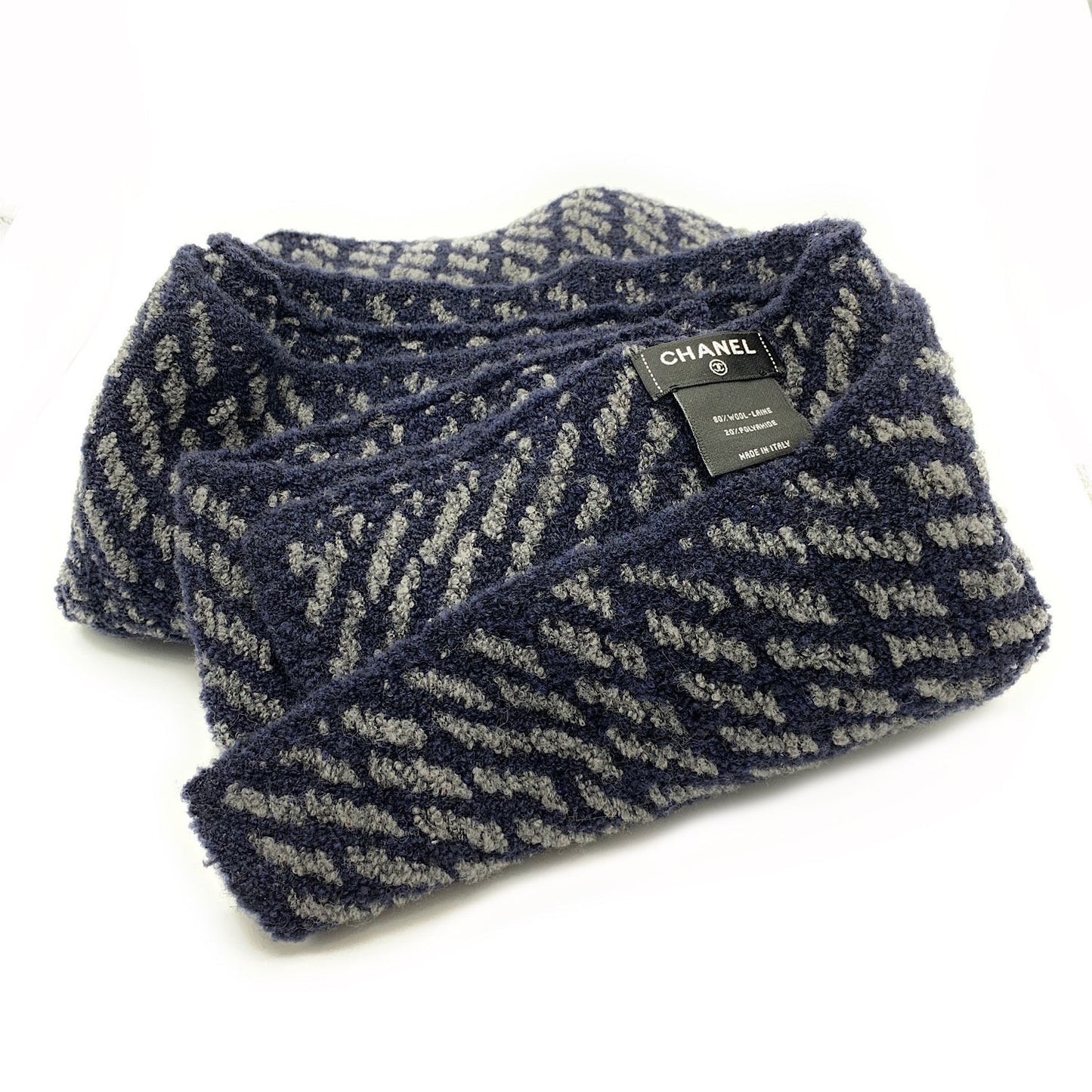 ! CHANEL CC Logo Wool Scarf/Wrap