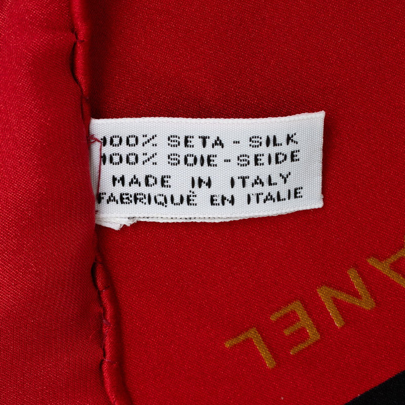 Chanel Matrases Cocomark carf Red Multicolor Silk CHANEL