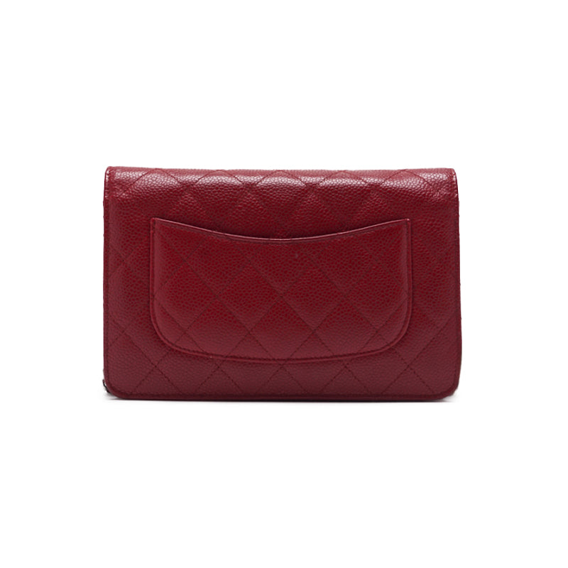 Chanel Matrasse Chain Wallet Caviar S Red (Silver G ) Wallet