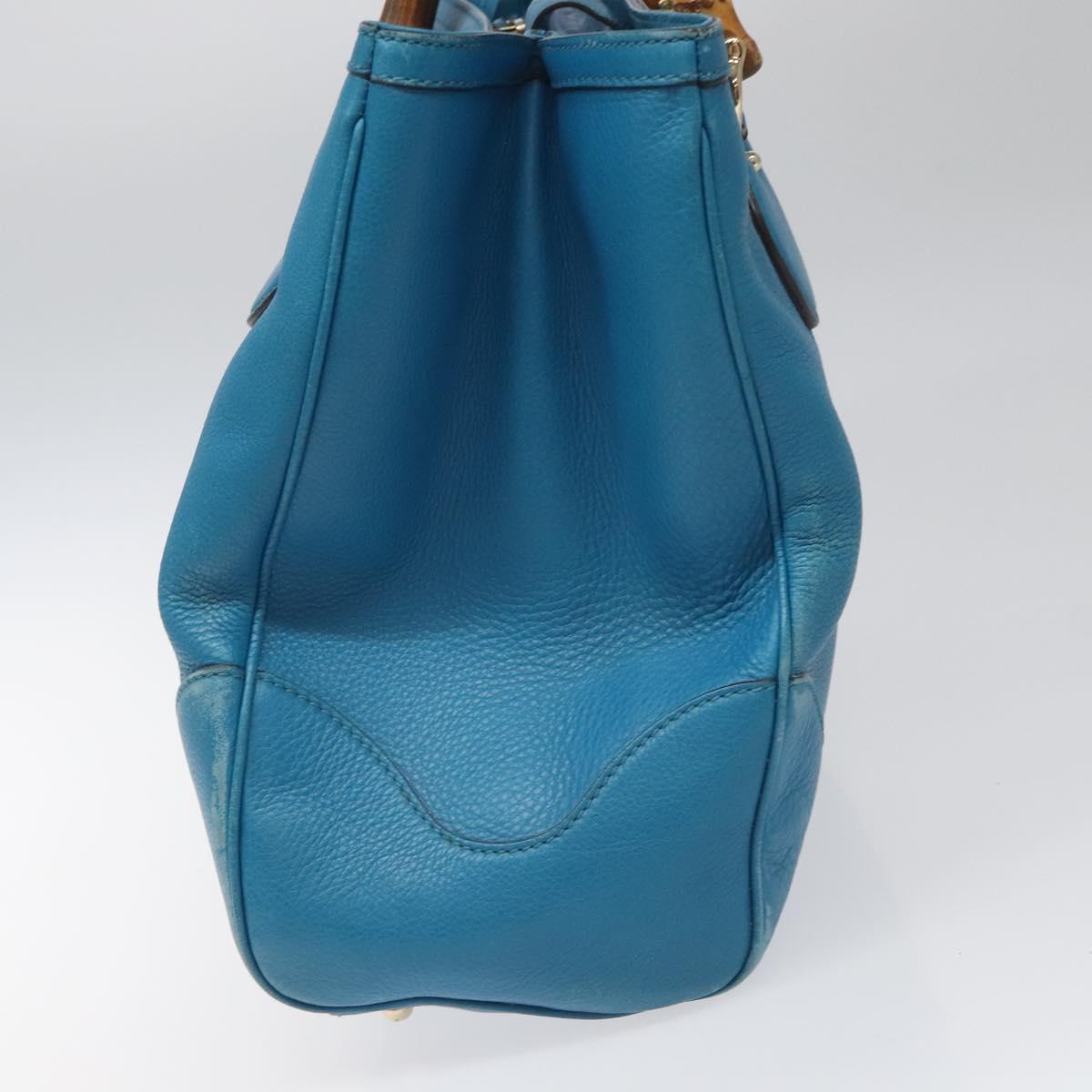 Gucci Bamboo Blue Leather Handbag