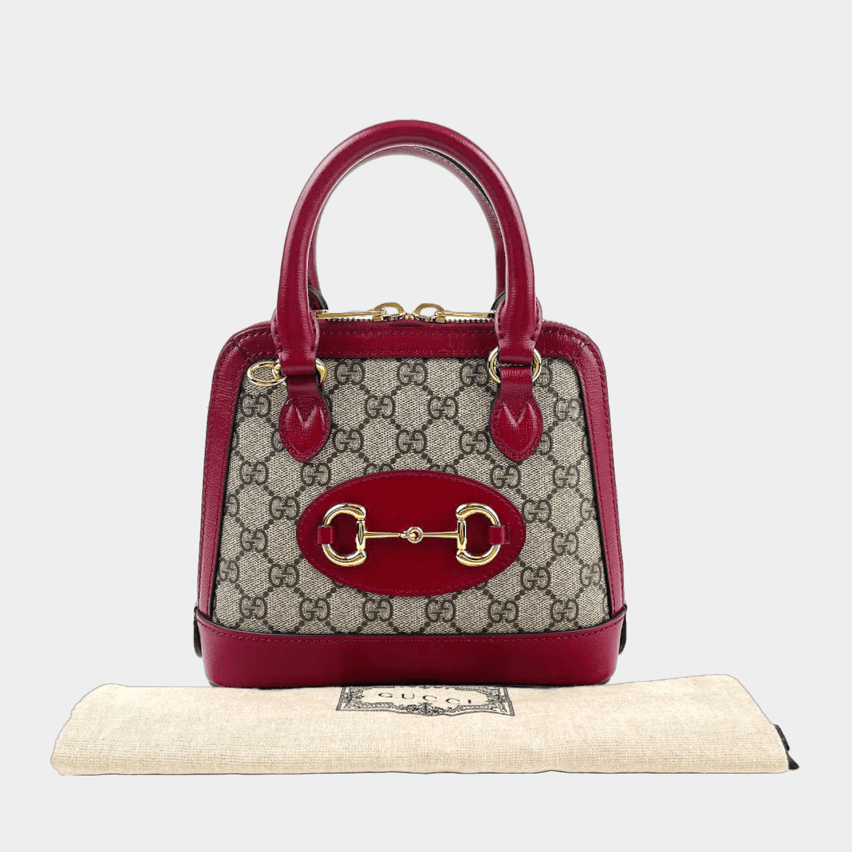 Gucci 1955 Horsebit Tote Supreme GG w/Red