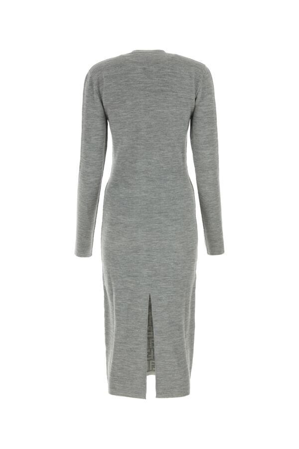 Fendi Woman Melange Grey Wool Blend Dress