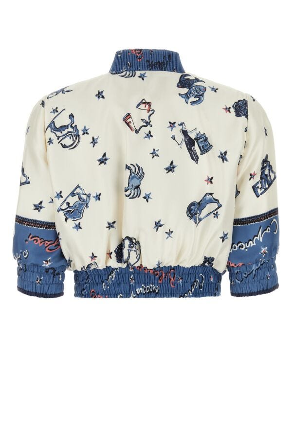 Fendi Woman Printed Satin Bomber Jacket