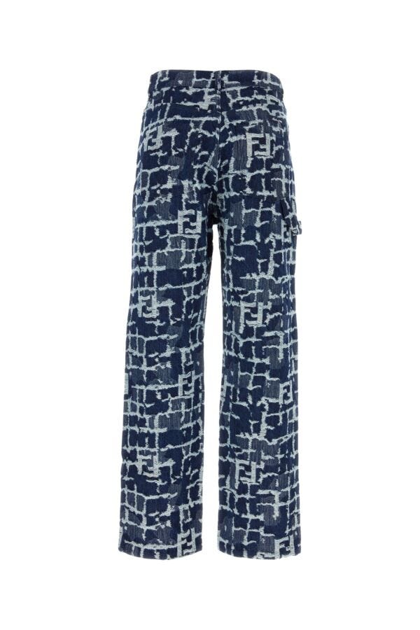 Fendi Man Embroidered Denim Jeans