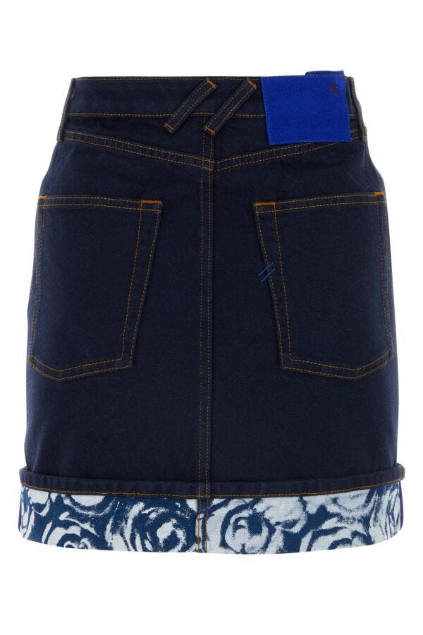 Burberry Woman Dark Blue Denim Mini Skirt