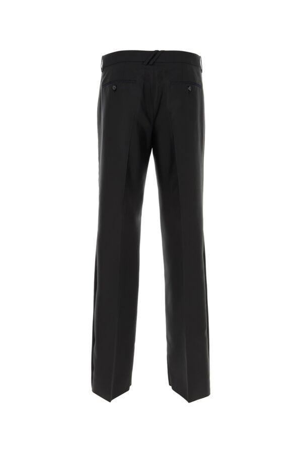 Burberry Man Black Wool Blend Wide-Leg Pant