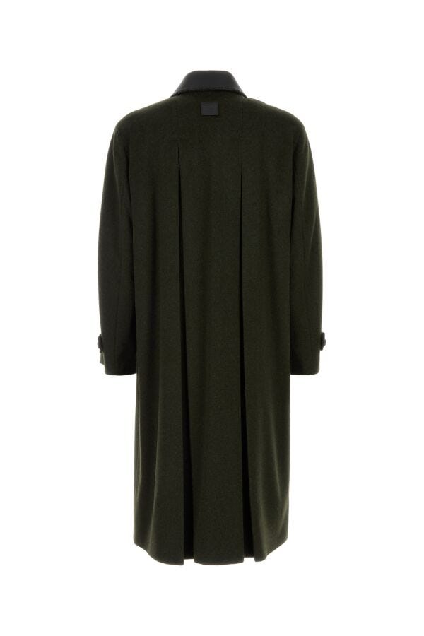 Fendi Man Bottle Green Wool Blend Coat
