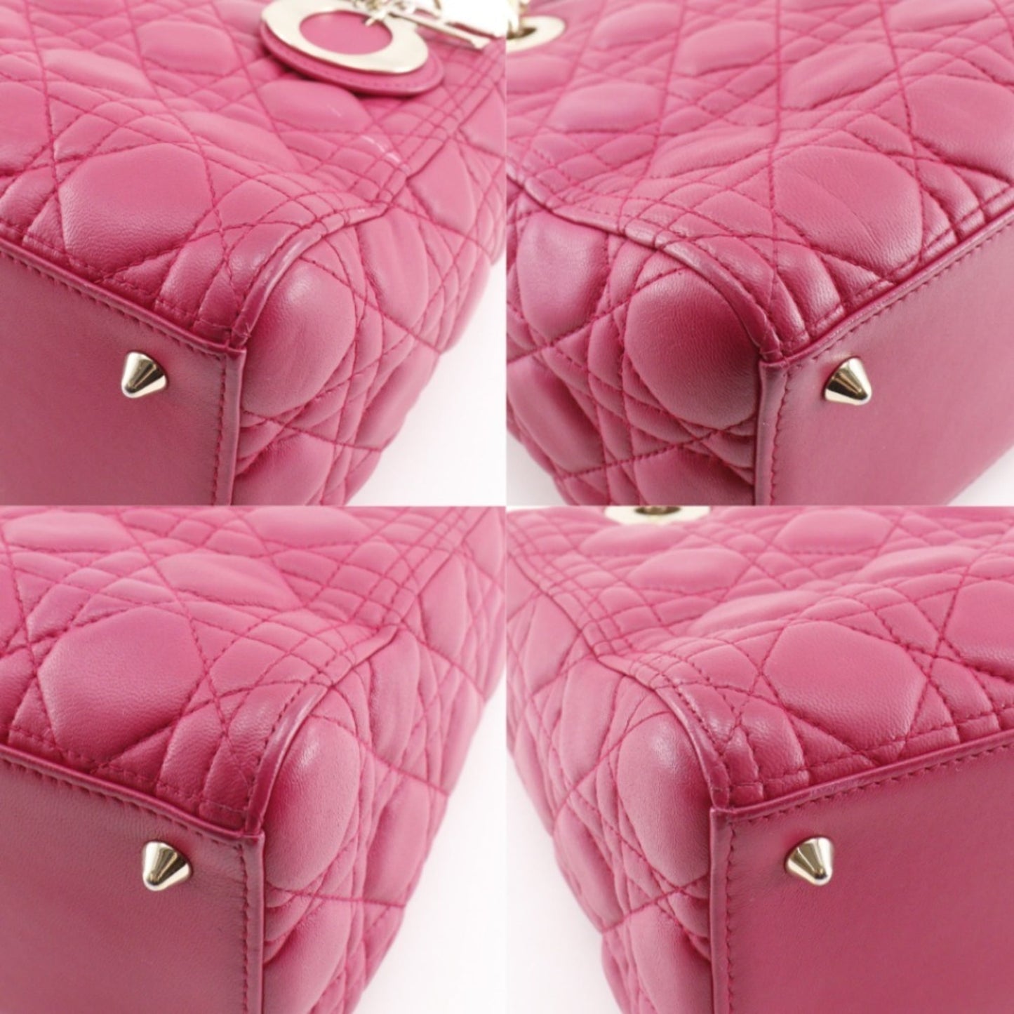 Christian Dior Lady Dior Pink Leather Handbag ()