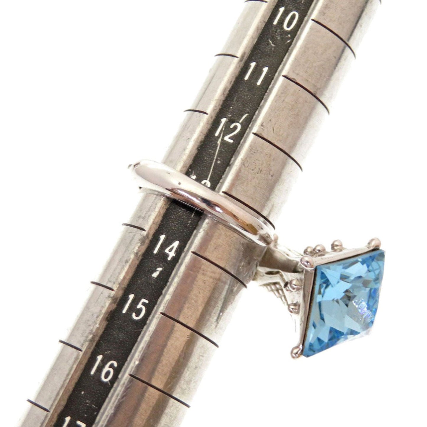 Christian Dior Silver Blue Metal Band Ring ()