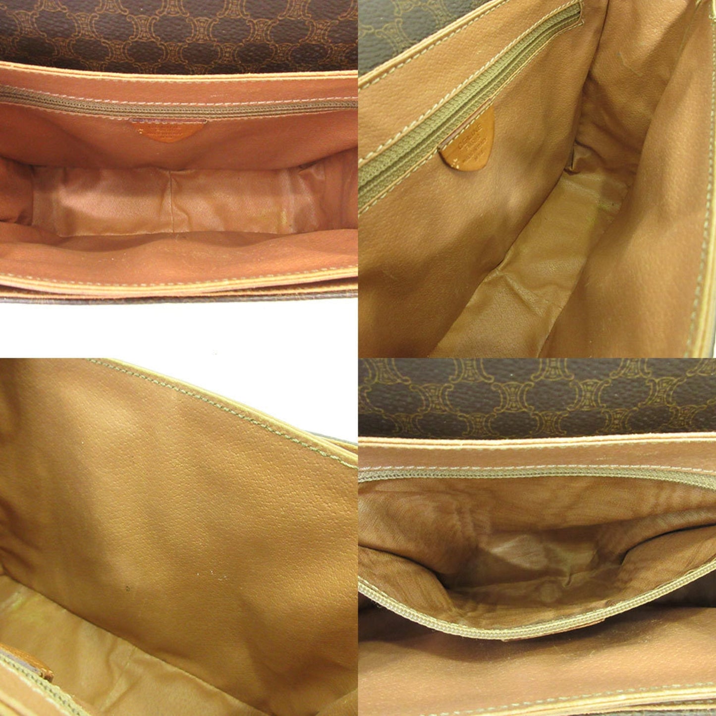 Celine Shoulder Bag Brown Pochette Macadam Circle Square Ladies PVC x Leather