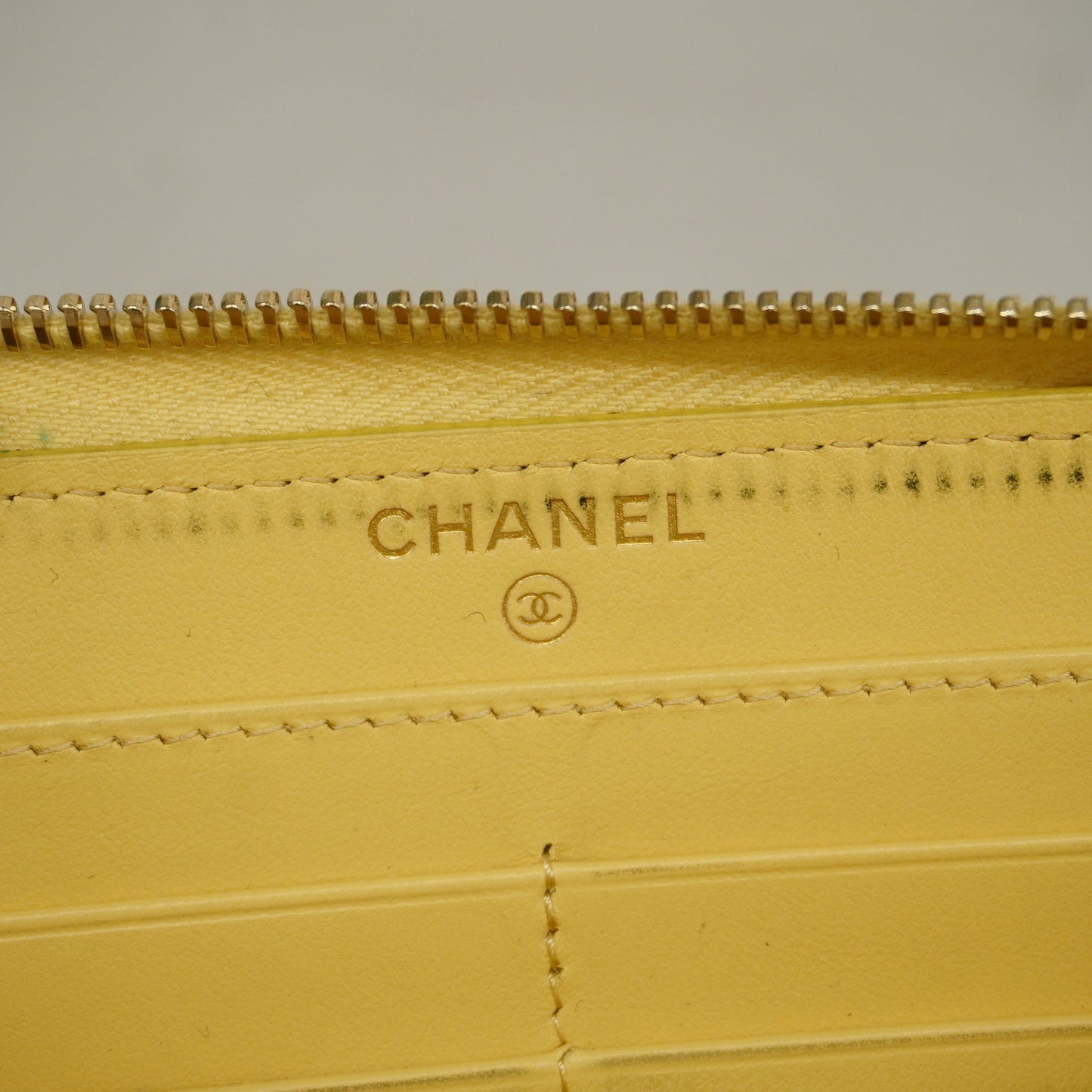 ChanelAuth Camellia Bi-fold Long Wallet Gold Hardware Leather Yellow