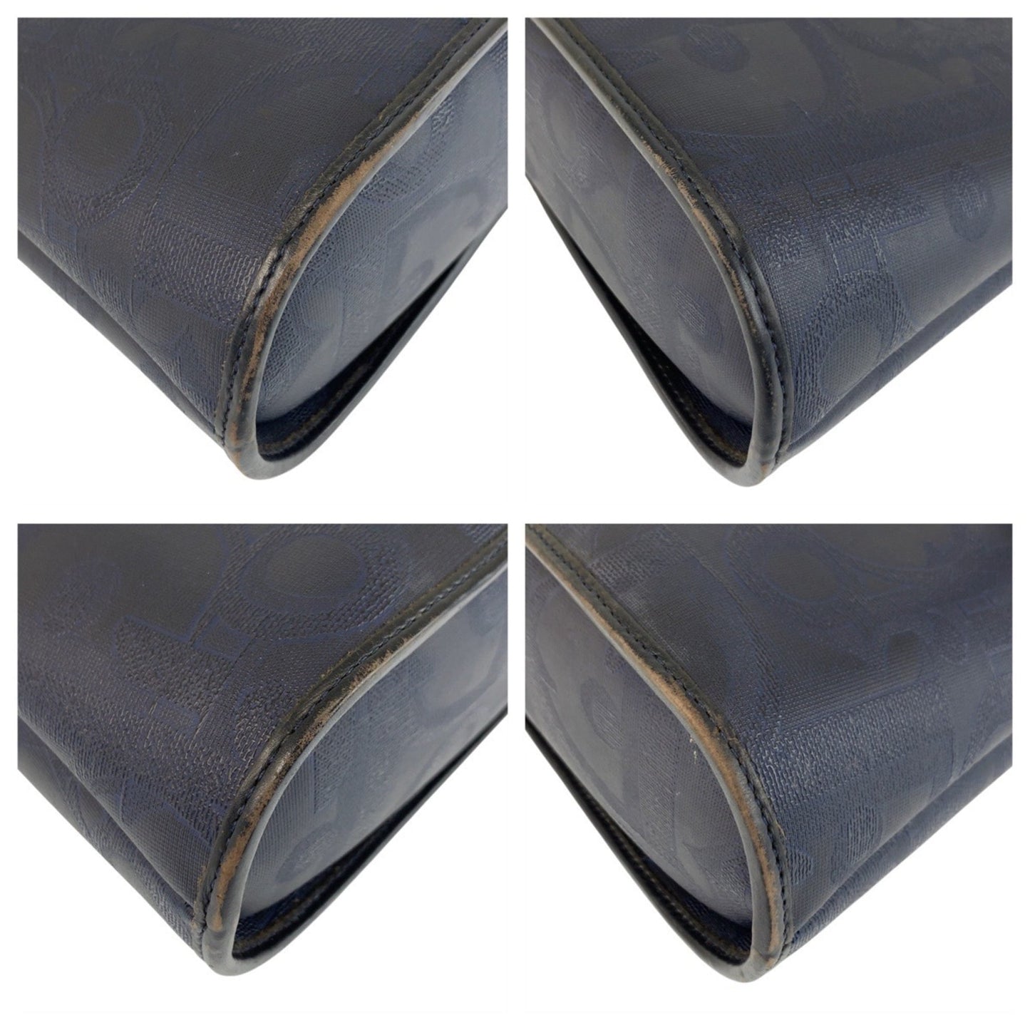 Christian Dior Navy Pvc Leather Handbag Shoulder Bag ()