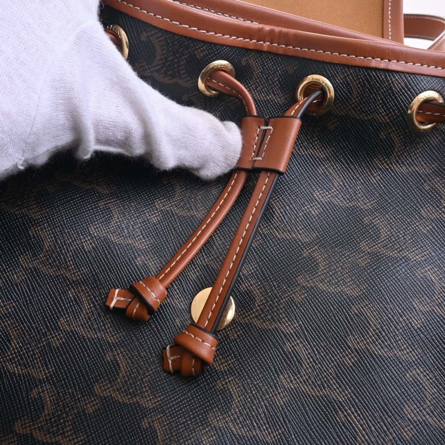 Celine Leather Folco Triomphe Backpack Rucksack Brown Women's