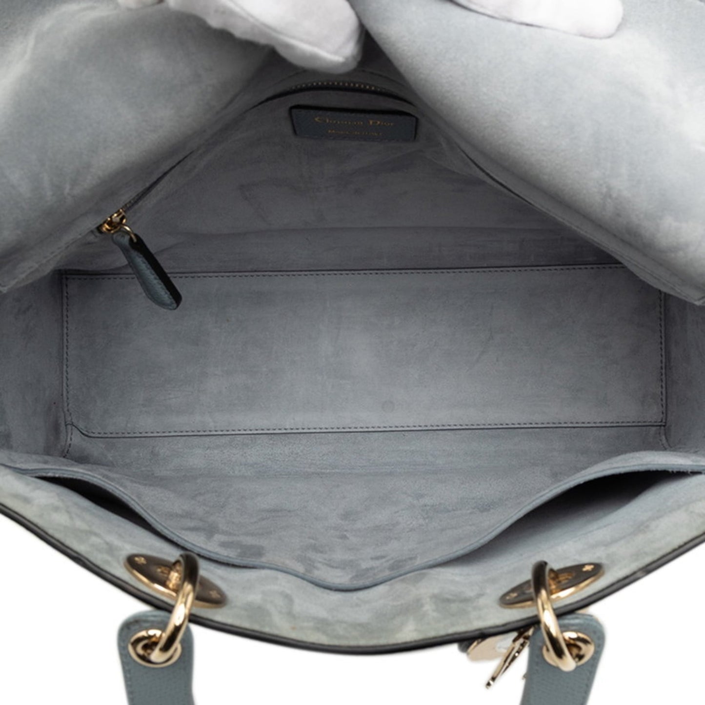 Christian Dior Lady Dior Gray Leather Handbag Shoulder Bag ()