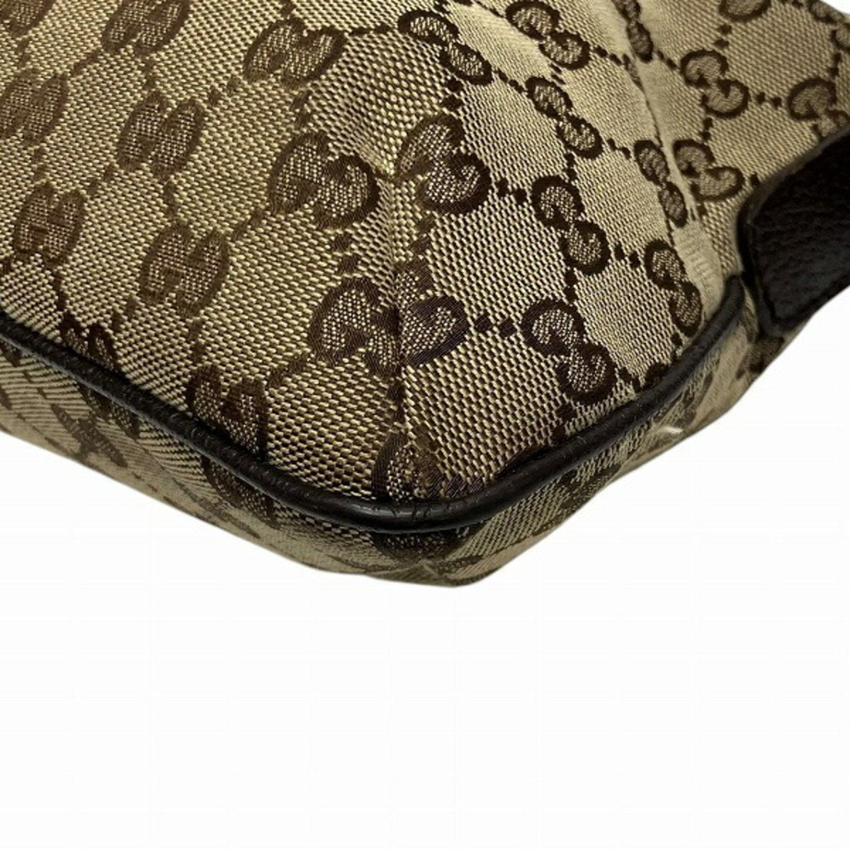 Gucci Brown Gg Canvas Leather Shoulder Bag