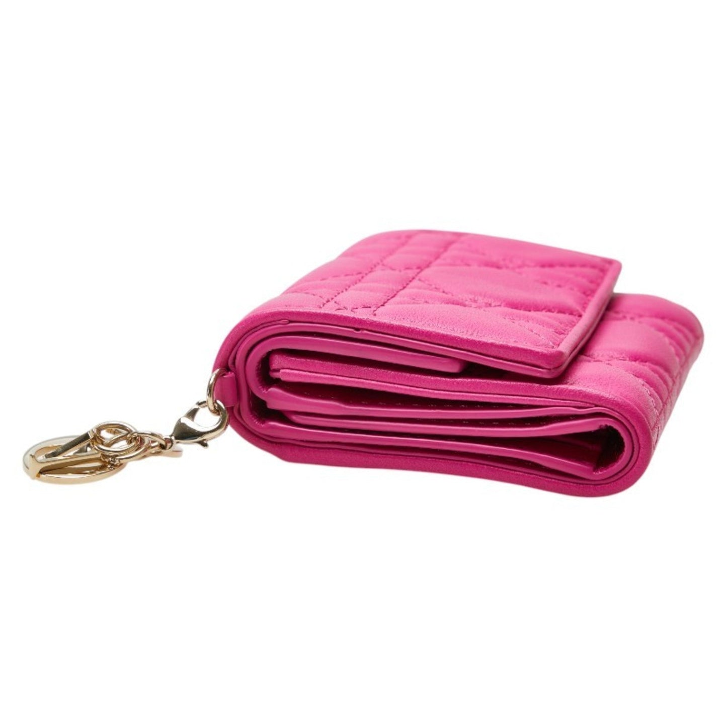 Christian Dior Lady Dior Pink Leather Wallet (Tri-Fold) ()