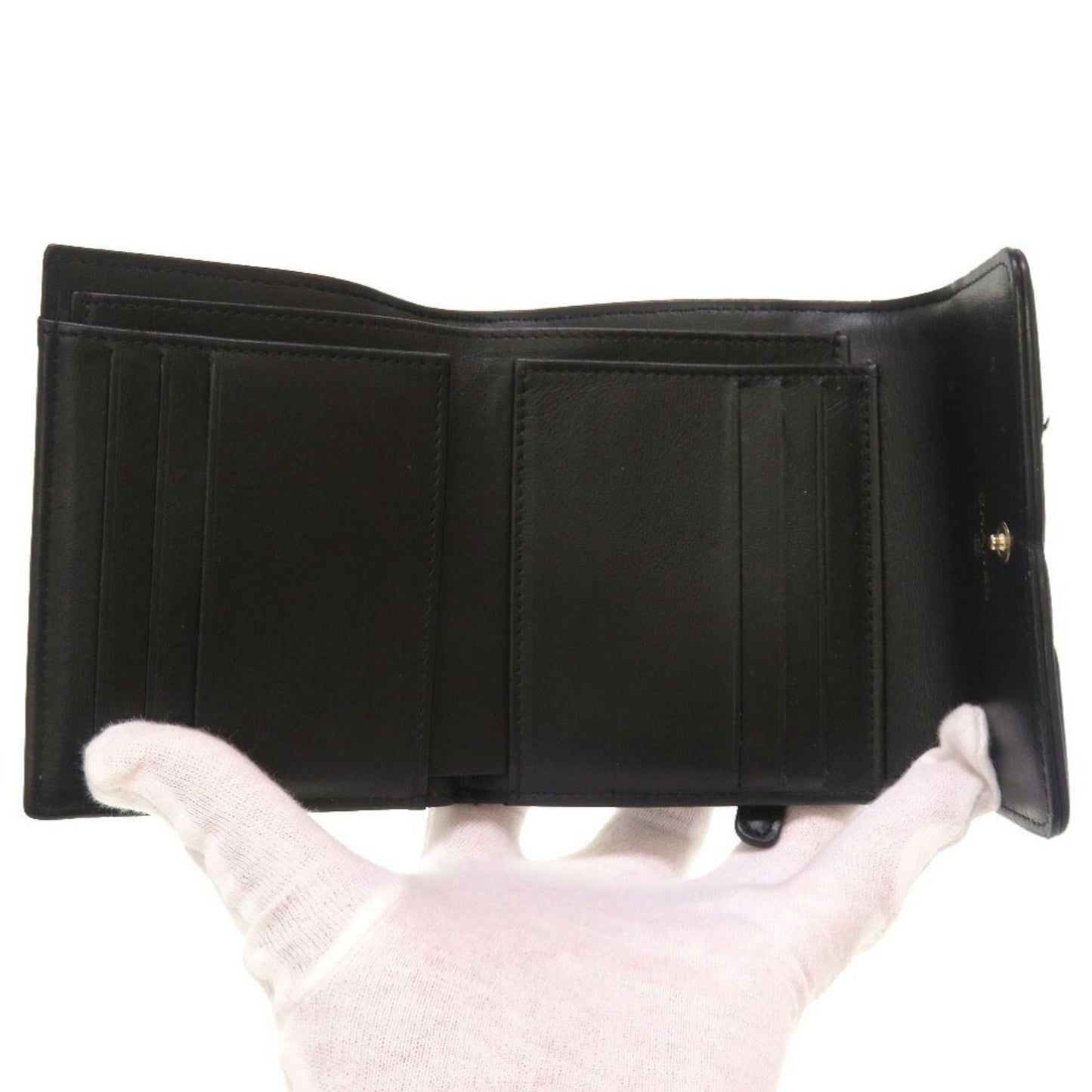 CHANEL CC Filigree Matelasse Caviar Skin Black 28th Series AP0375 Trifold Wallet Cocomark