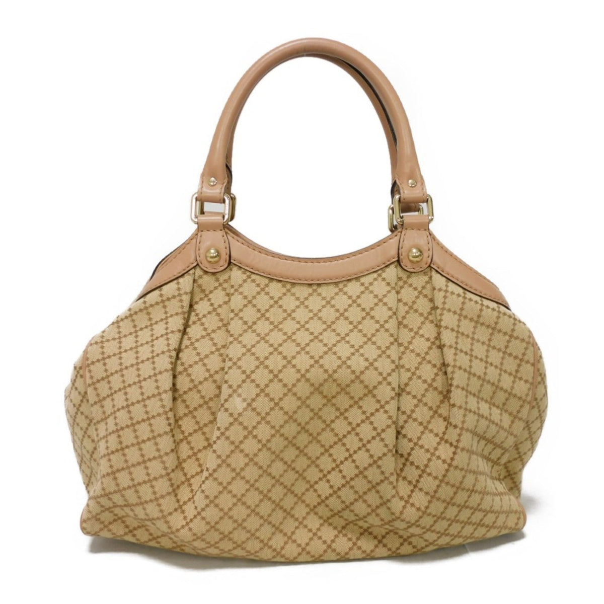Gucci Beige Canvas Leather Handbag Tote Bag