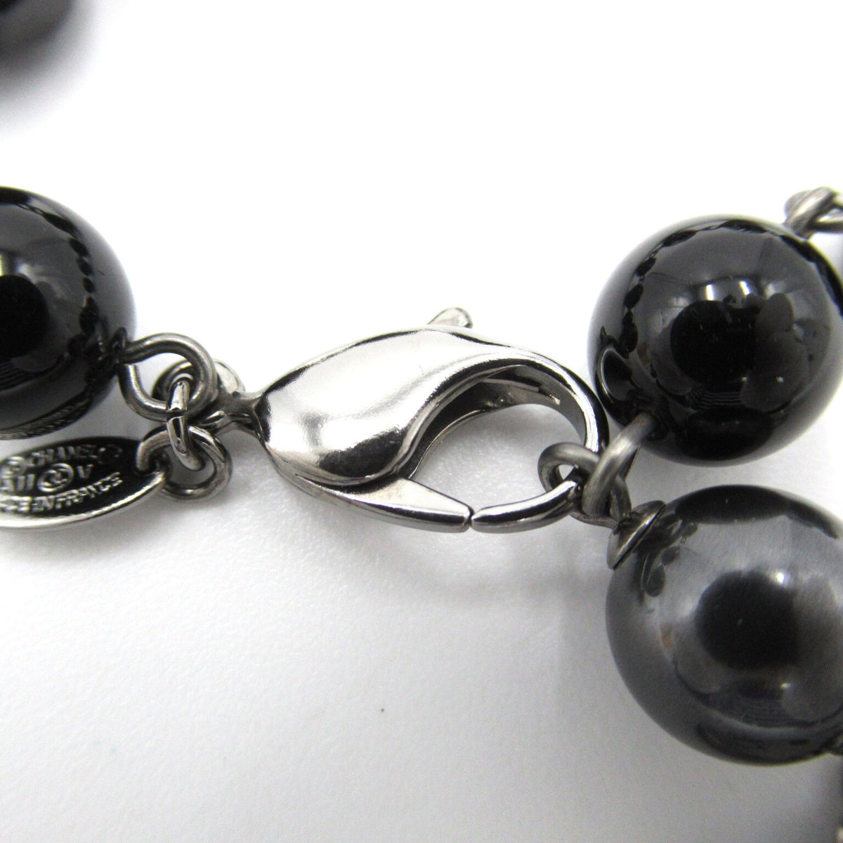 CHANEL A11V Bracelet Black Silver Plastic plating