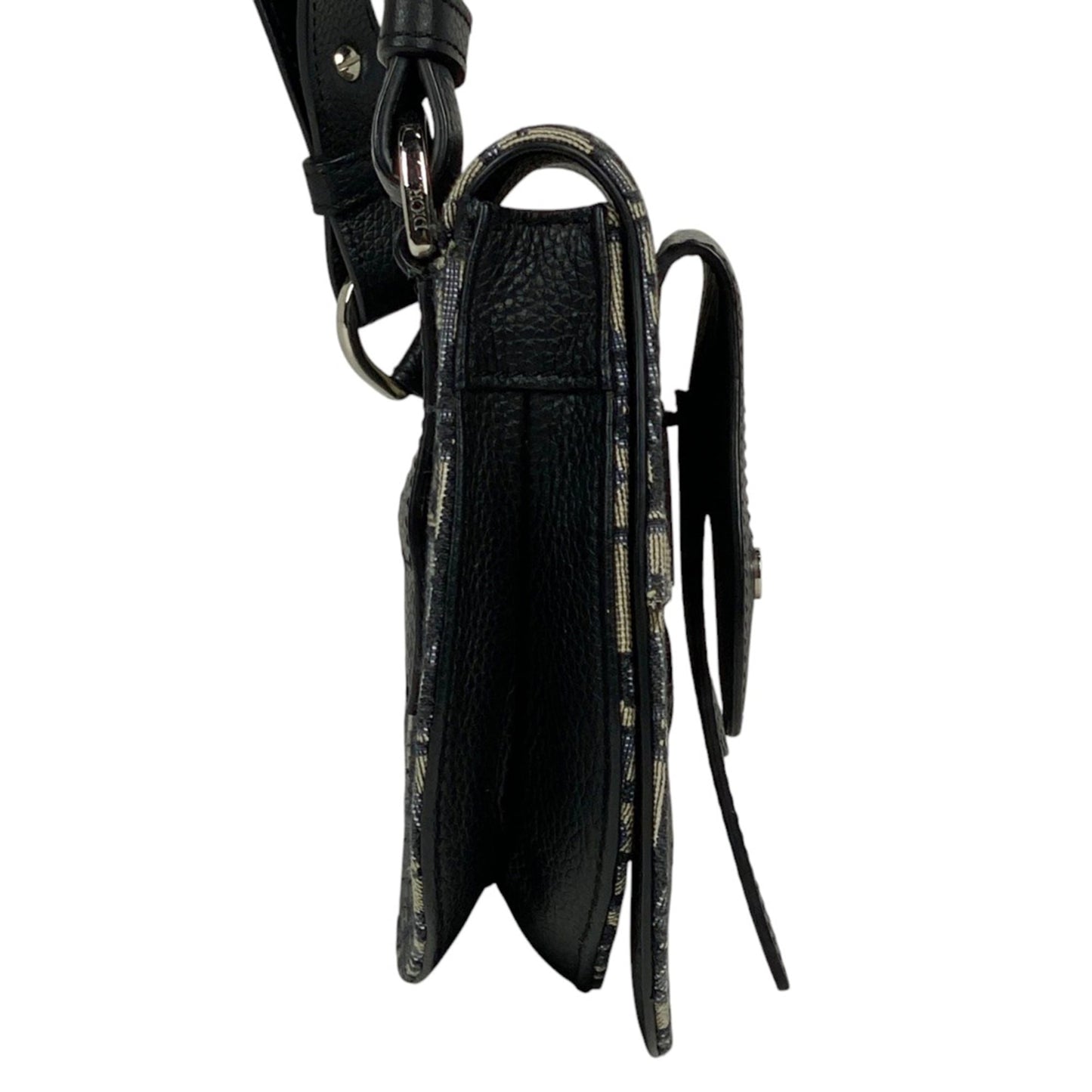 Christian Dior Navy Canvas Leather Saddle Bag Shoulder Bag ()