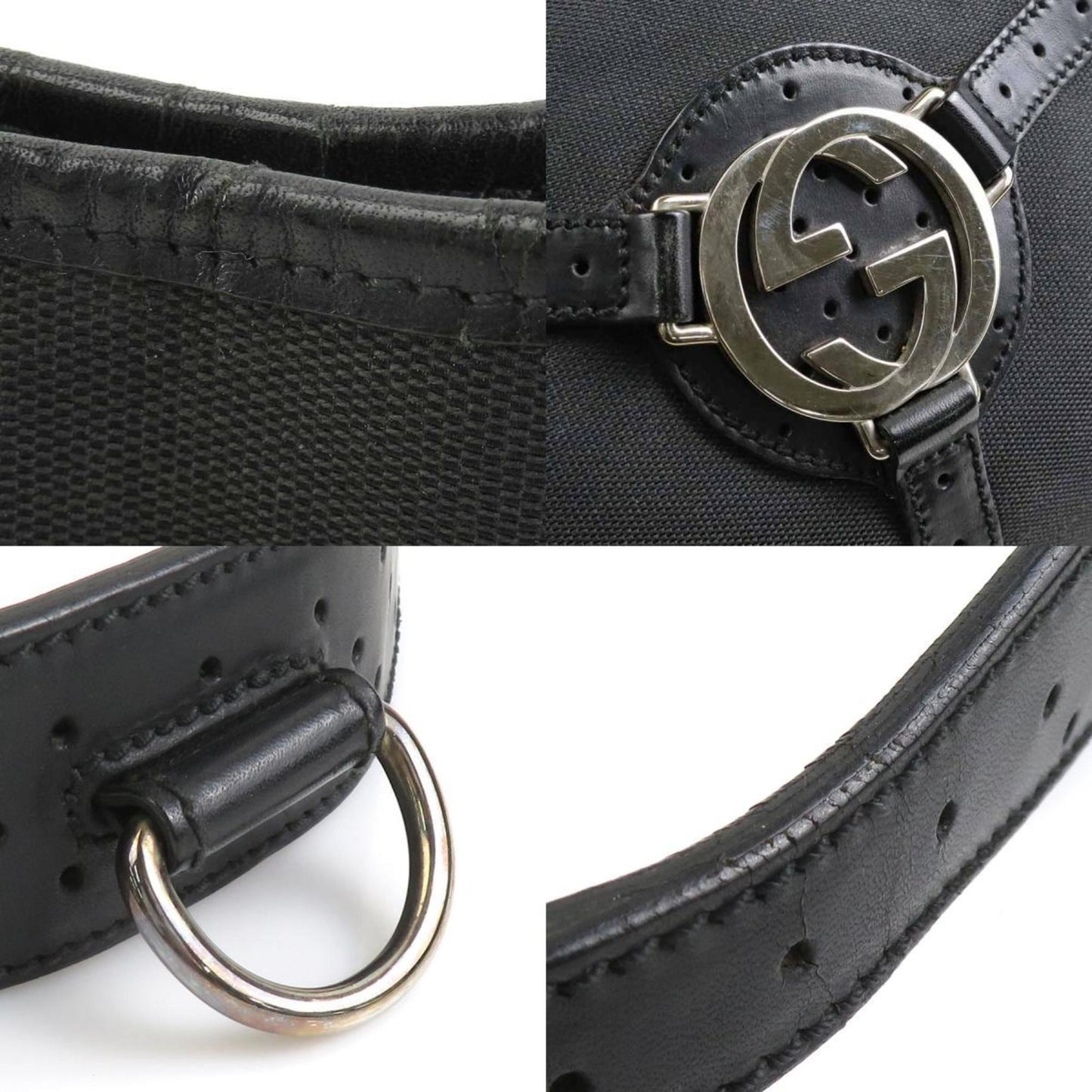 Gucci Black Canvas Leather Shoulder Bag
