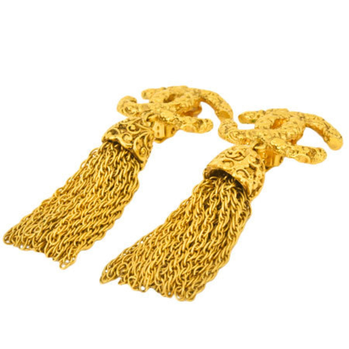Chanel here mark earrings gold metal 93A