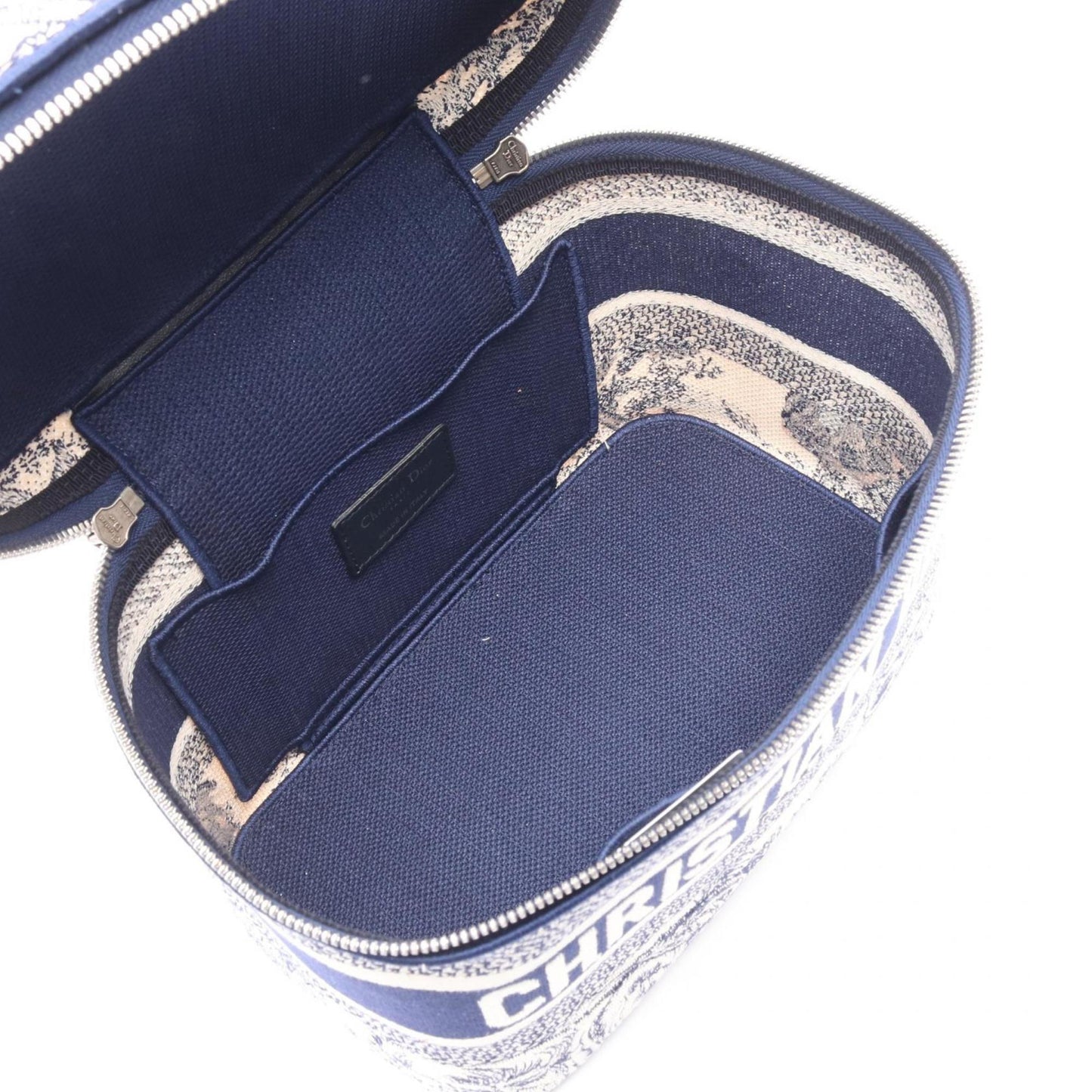 Christian Dior Navy White Canvas Handbag ()