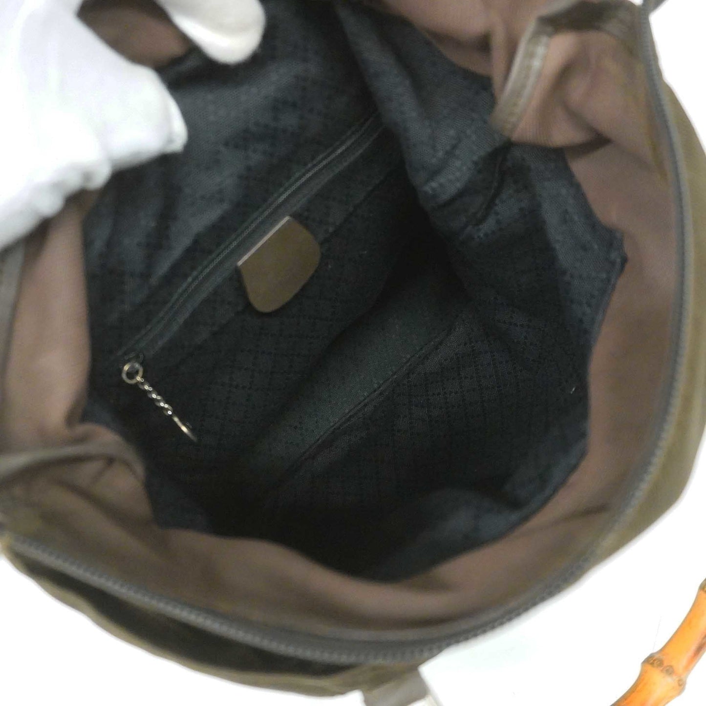 GUCCI Bamboo Handbag 000 1998 0508 Women's Nylon Canvas Handbag Brown