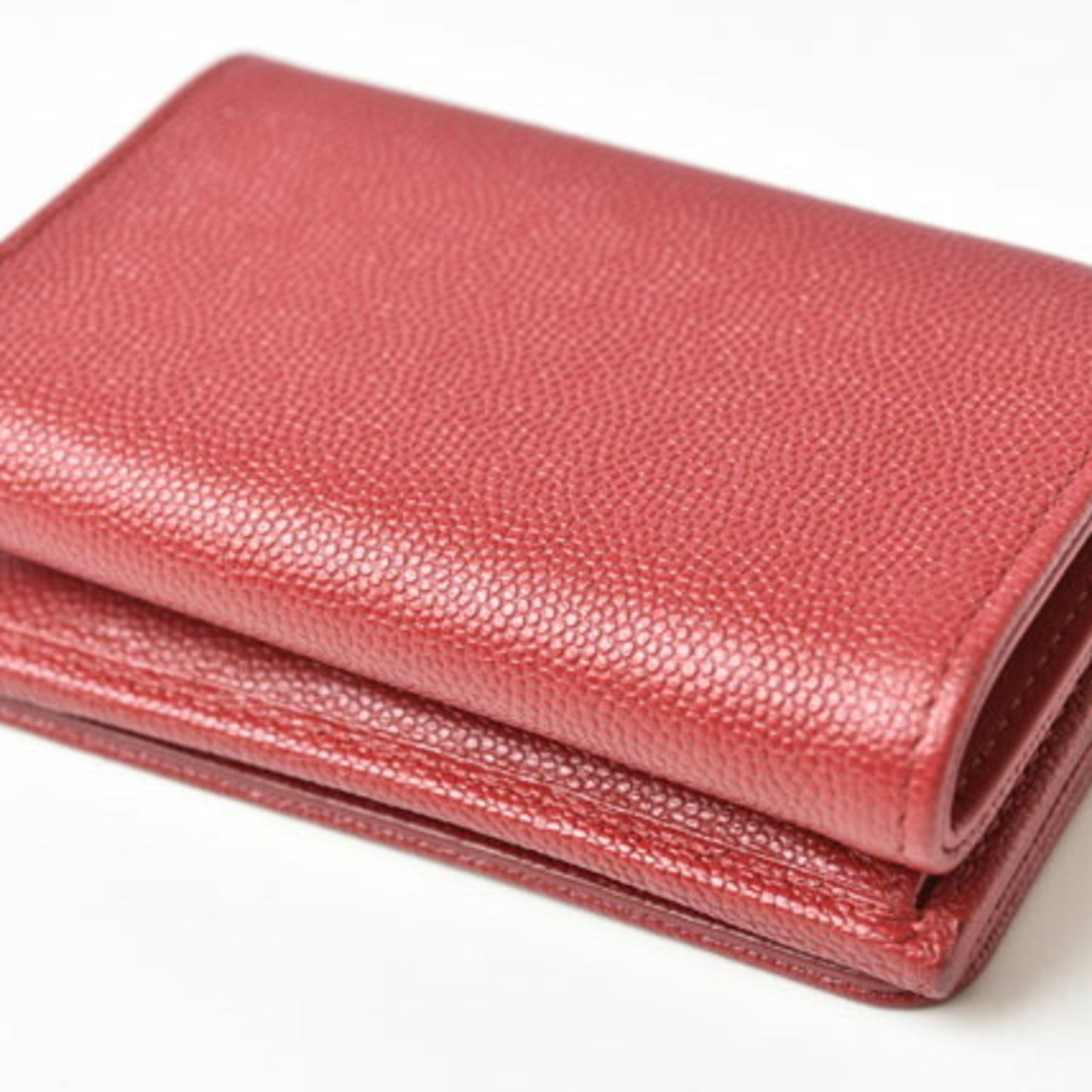Chanel wallet here mark caviar skin dark red