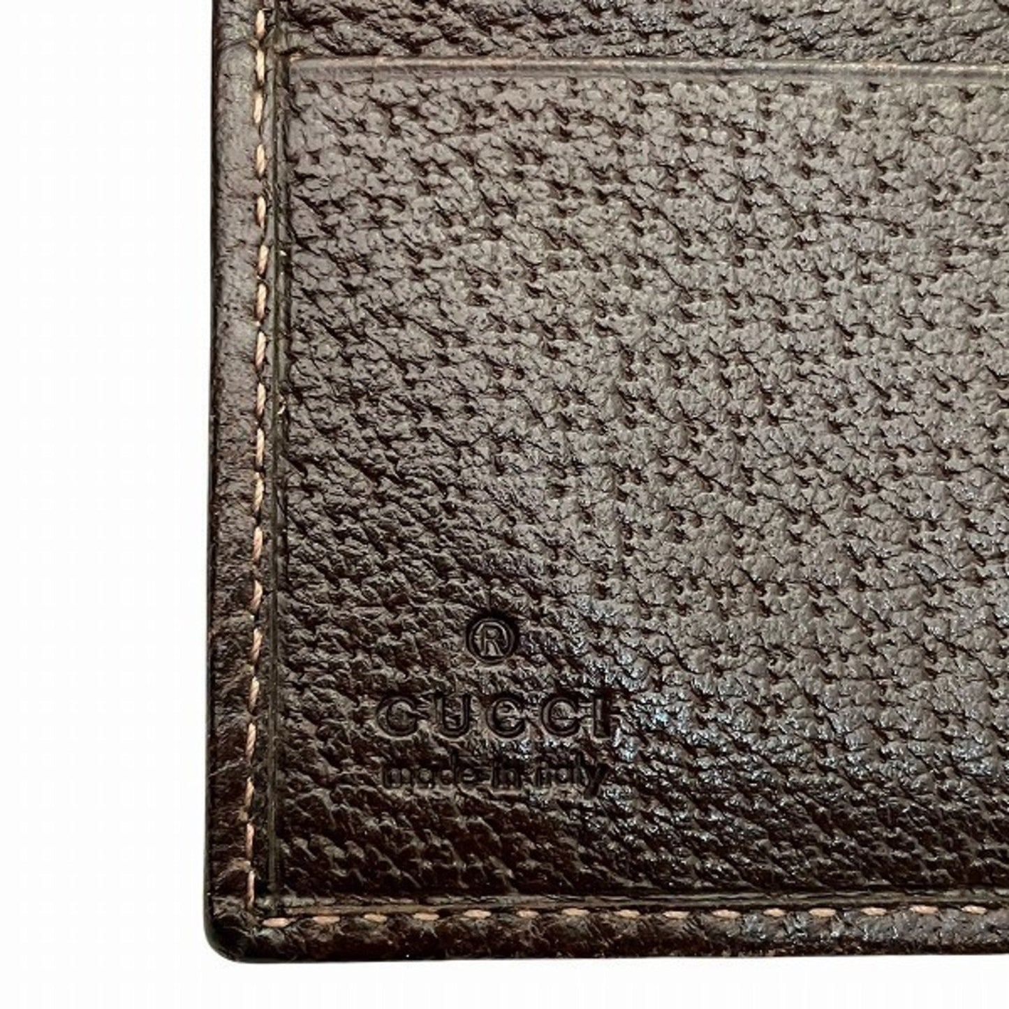 Gucci Beige Brown Canvas Leather Wallet (Tri-Fold)