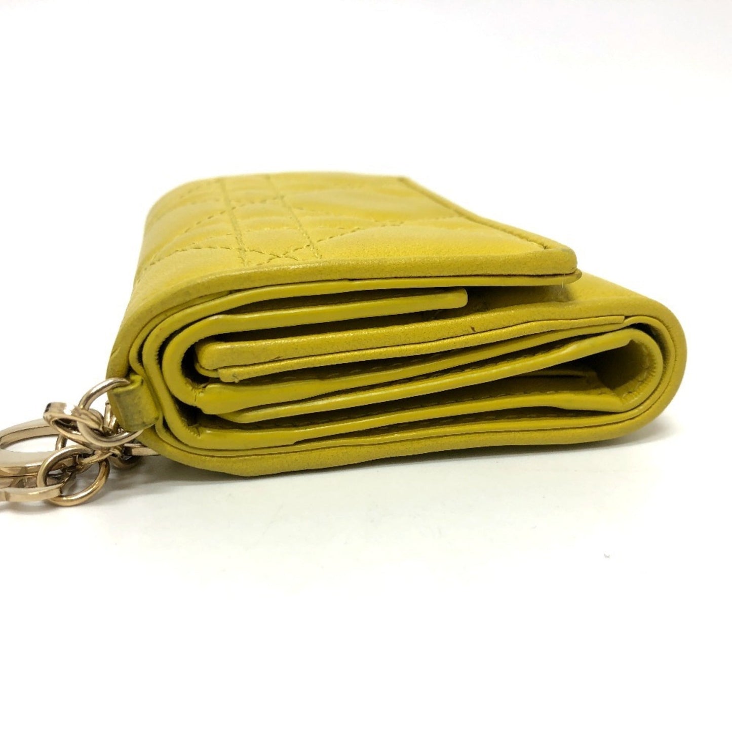 Christian Dior Lady Dior Yellow Leather Wallet (Tri-Fold) ()