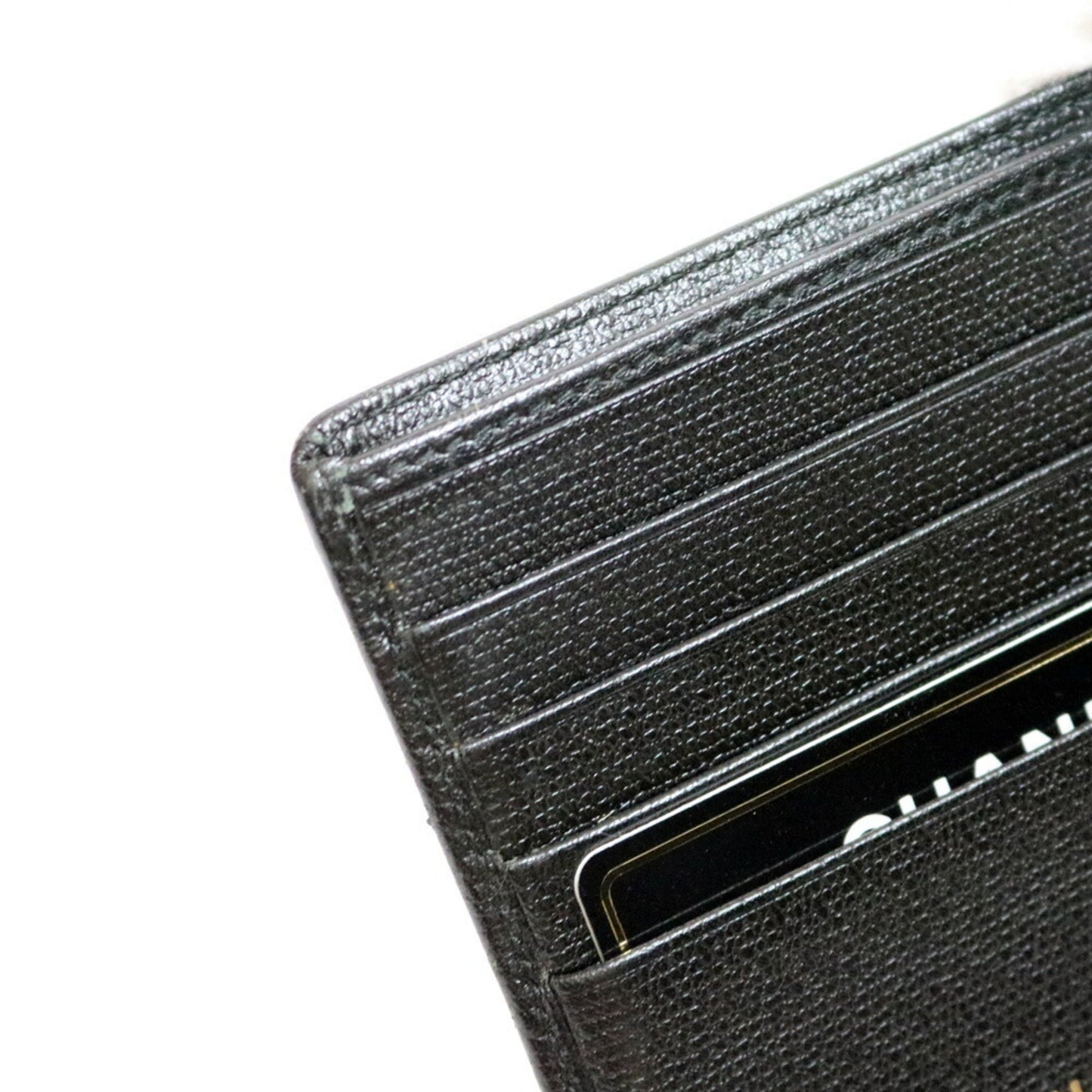 CHANEL bi-fold wallet Coco Button Mark CC Leather Black Women's Men's