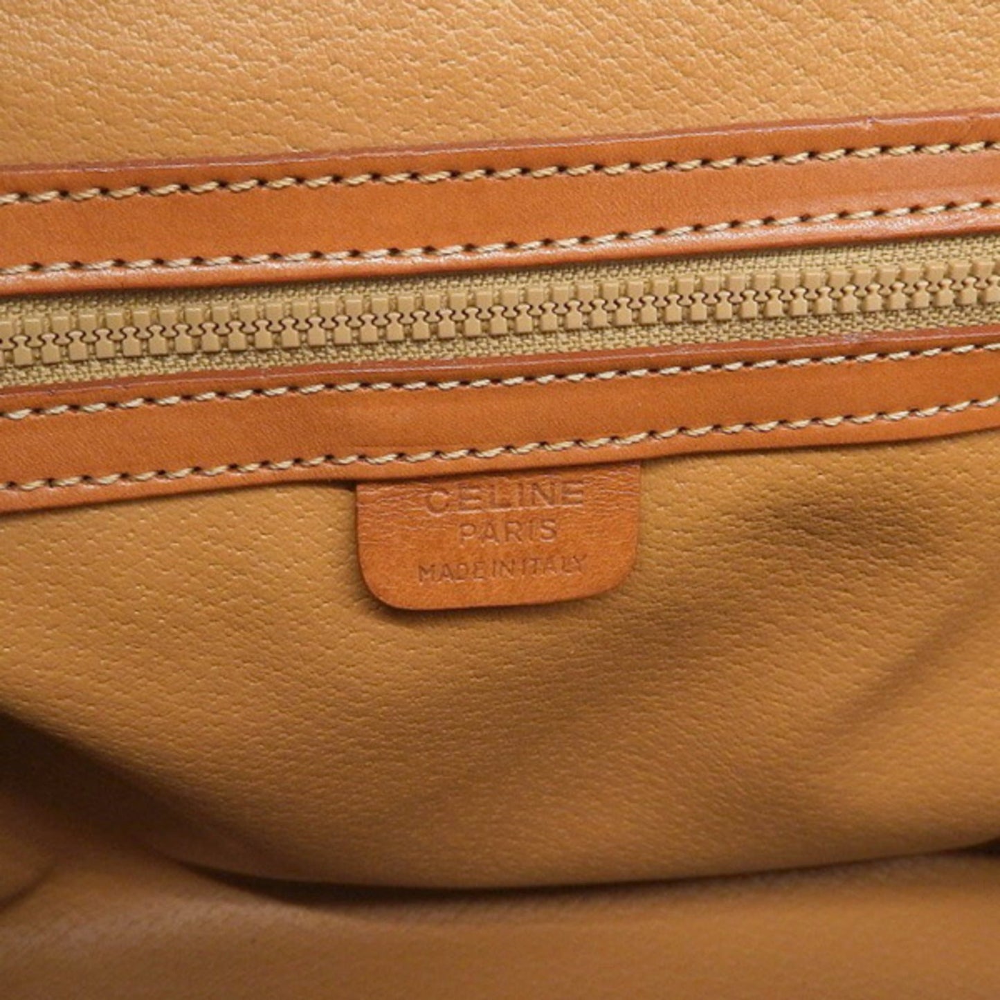 Celine Macadam Handbag Boston Bag Beige Brown Ladies