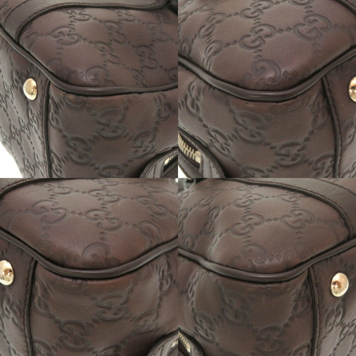 GUCCIsima Leather Brown GG 232958 Boston Bag 0141