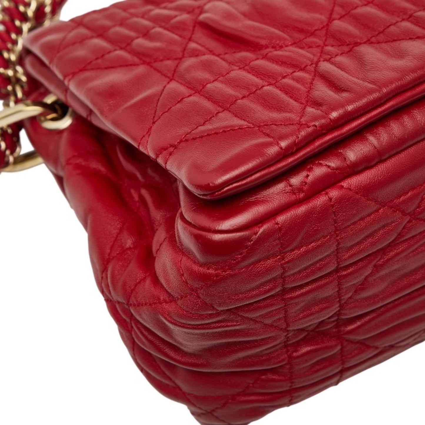 Christian Dior Red Color Leather Handbag Shoulder Bag ()