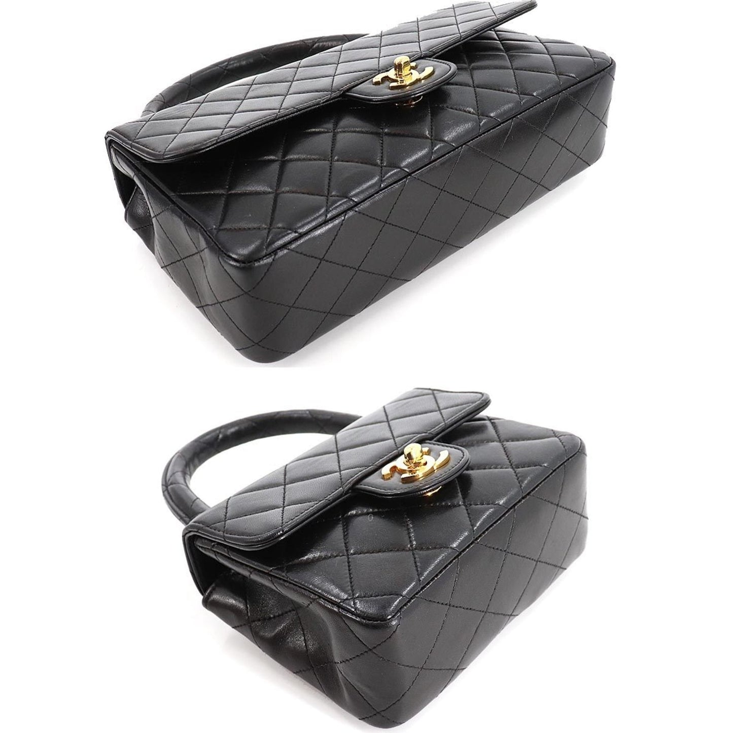 Chanel matelasse parent and child bag hand leather black gold metal fittings vintage Matelasse Pair Bag