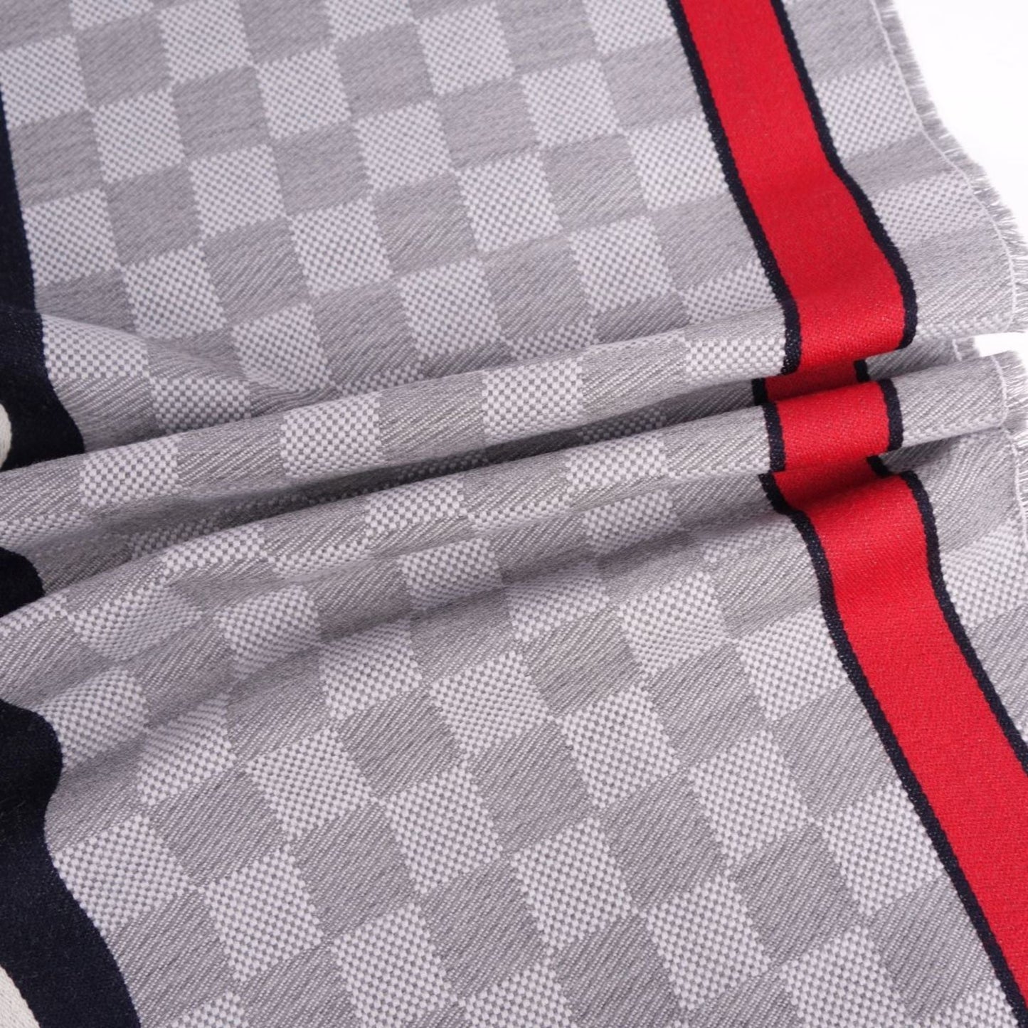 LOUIS VUITTON muffler stole Echarpe Damier LV wool 100% ladies gray