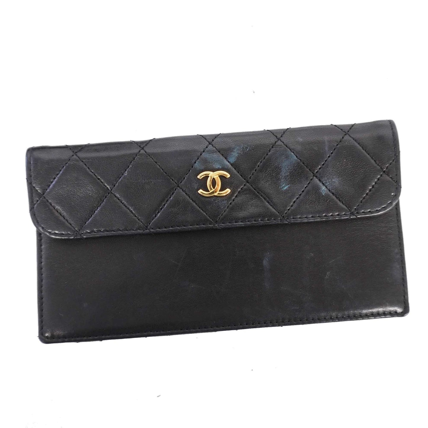 CHANEL Matelasse Shoulder Bag W Chain Women's Leather Shoulder Bag Black