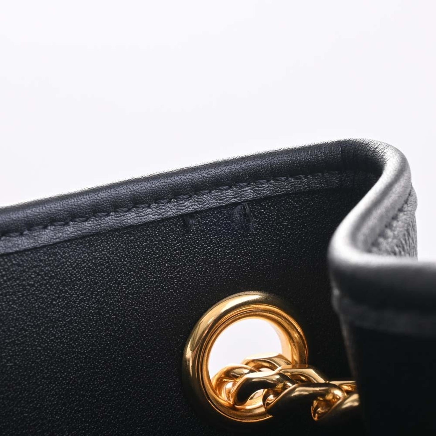 Celine Leather Medium Newspaper Triomphe Chain Shoulder Bag Black Women's