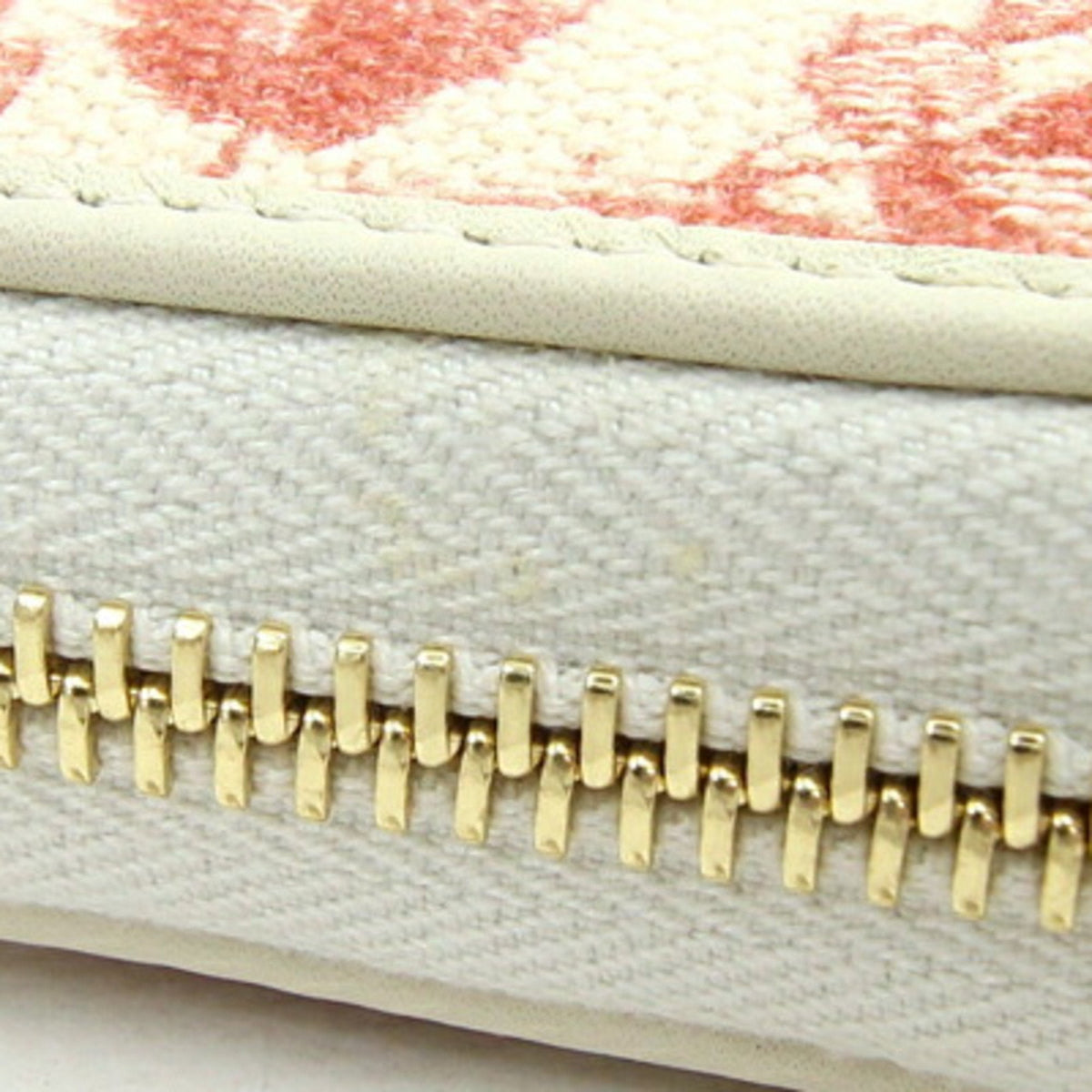 GUCCI Round Long Wallet GG Marmont Herbarium Zip Around 435819 White Red Canvas Leather Ribbon Women's