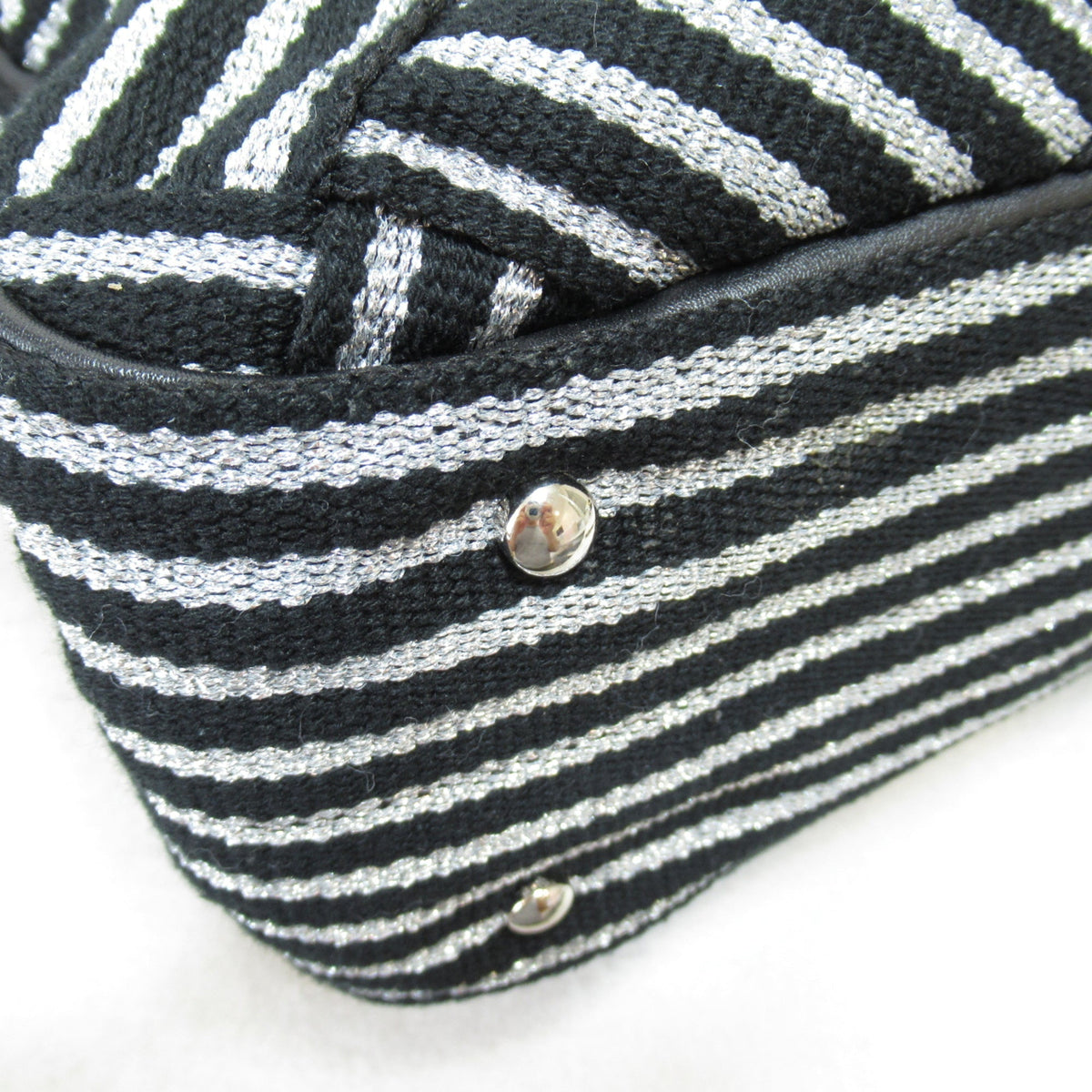CHANEL 2way shoulder bag Black Silver Nylon polyester